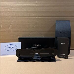 Prada Black Gloss Rectangular Sunglasses